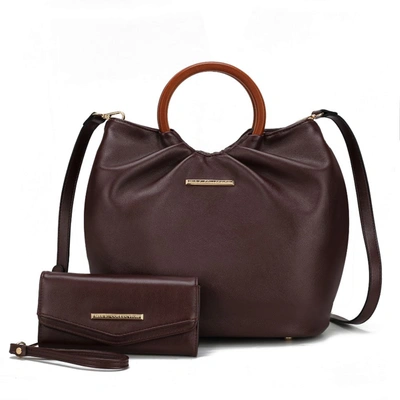 Mkf Collection By Mia K Leilani Vegan Leather Tote Handbag With Wallet In Brown