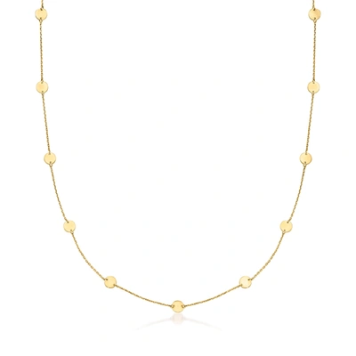 Rs Pure Ross-simons Italian 14kt Yellow Gold Disc Station Necklace In White