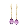 Ross-simons Amethyst Drop Earrings With Bead Stations In 14kt Yellow Gold In Purple