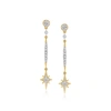 Rs Pure Ross-simons Diamond Star Drop Earrings In 14kt Yellow Gold In White
