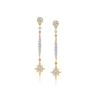 Rs Pure Ross-simons Diamond Star Drop Earrings In 14kt Yellow Gold In White