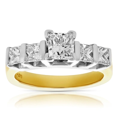 VIR JEWELS 1.75 CTTW 5 STONE PRINCESS CUT DIAMOND ENGAGEMENT RING 14K YELLOW GOLD SI2-I1
