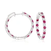 Ross-simons Ruby And Diamond Inside-outside Hoop Earrings In Sterling Silver In Silver