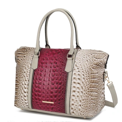 Mkf Collection By Mia K Raven Faux Crocodile-embossed Vegan Leather Women's Weekender Handbag In Pink
