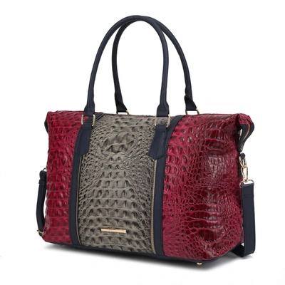 Mkf Collection By Mia K Raven Faux Crocodile-embossed Vegan Leather Women's Weekender Handbag In Red