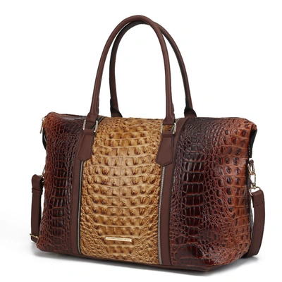 Mkf Collection By Mia K Raven Faux Crocodile-embossed Vegan Leather Women's Weekender Handbag In Brown
