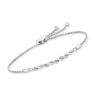 Rs Pure By Ross-simons Sterling Silver Twist Bolo Bracelet With Diamond Accents