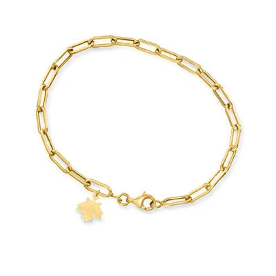 Canaria Fine Jewelry Canaria 10kt Yellow Gold Maple Leaf Charm Paper Clip Link Bracelet