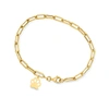 Canaria Fine Jewelry Canaria 10kt Yellow Gold Paw Print Charm Paper Clip Link Bracelet In Gold