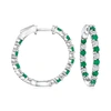 Ross-simons Diamond And . Emerald Inside-outside Hoop Earrings In Sterling Silver In Green
