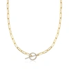 Ross-simons Diamond Toggle Clasp Paper Clip Link Necklace In 14kt Yellow Gold In Gold