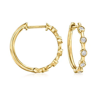 Ross-simons Bezel-set Diamond Hoop Earrings In 18kt Yellow Gold