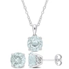 Mimi & Max 4 7/8ct Tgw Aquamarine 2-piece Set Of Pendant With Chain And Earrings In Sterling Silver In Silver