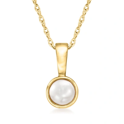 Rs Pure By Ross-simons 4mm Cultured Pearl Pendant Necklace In 14kt Yellow Gold In Silver