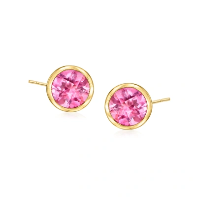 Rs Pure By Ross-simons Pink Topaz Stud Earrings In 14kt Yellow Gold