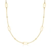 RS PURE BY ROSS-SIMONS ITALIAN 14KT YELLOW GOLD BEAD AND PAPER CLIP LINK STATION NECKLACE