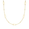 Rs Pure By Ross-simons Italian 14kt Yellow Gold Bead And Paper Clip Link Station Necklace In Multi