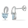 Mimi & Max 1 1/3ct Tgw Heart Shaped Aquamarine And Diamond Swirl Earrings In Sterling Silver In Blue