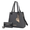 Mkf Collection By Mia K Kearny Vegan Leather Women's Tote Bag With Wallet- 2 Pieces In Grey