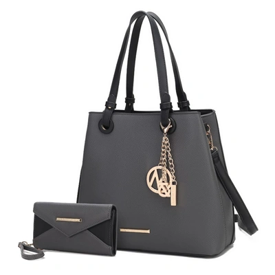Mkf Collection By Mia K Kearny Vegan Leather Women's Tote Bag With Wallet- 2 Pieces In Grey