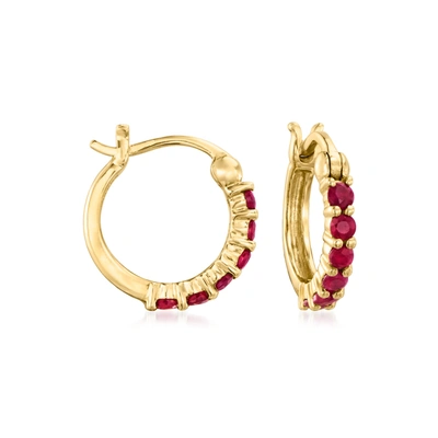 Rs Pure By Ross-simons Ruby Huggie Hoop Earrings In 14kt Yellow Gold In Red
