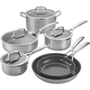 ZWILLING ENERGY PLUS 10-PC STAINLESS STEEL CERAMIC NONSTICK COOKWARE SET