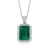 ROSS-SIMONS EMERALD AND . DIAMOND PENDANT NECKLACE IN STERLING SILVER