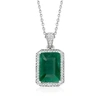 Ross-simons Emerald And . Diamond Pendant Necklace In Sterling Silver In Green