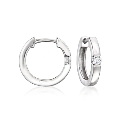 Rs Pure By Ross-simons Diamond Hoop Earrings In Sterling Silver