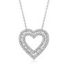Ross-simons Baguette And Round Diamond Open-space Heart Pendant Necklace In Sterling Silver In Silver