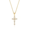 Ross-simons Diamond Cross Pendant Necklace In 18kt Gold Over Sterling In Silver