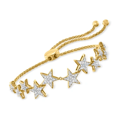 Ross-simons Diamond Star Bolo Bracelet In 18kt Gold Over Sterling In White