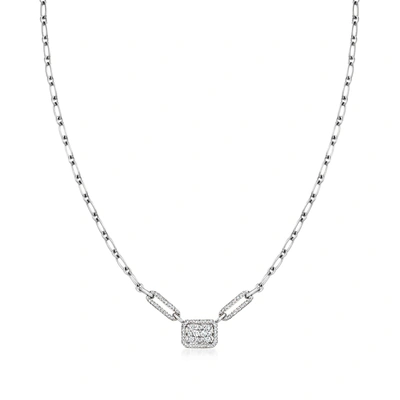 Ross-simons Diamond Cluster Necklace In Sterling Silver In Multi