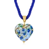 Ross-simons Italian Multicolored Murano Heart Pendant Necklace In 18kt Gold Over Sterling In Multi