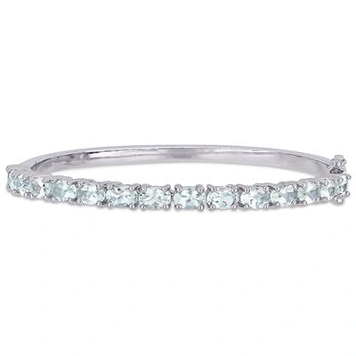 Mimi & Max 6 1/3ct Tgw Aquamarine Bangle In Sterling Silver