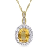 Mimi & Max 1 4/5 Ct Tgw Oval Shape Citrine, White Topaz And Diamond Accent Vintage Pendant With Chain In 14k Ye In Gold