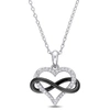 Mimi & Max 1/10ct Tdw Diamond Heart Infinity Pendant With Chain In Sterling Silver With Black Rhodium In Silver