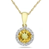 MIMI & MAX 3/4 CT TGW CITRINE AND 1/10 CT TW DIAMOND HALO PENDANT WITH CHAIN IN 10K YELLOW GOLD