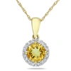 Mimi & Max 3/4 Ct Tgw Citrine And 1/10 Ct Tw Diamond Halo Pendant With Chain In 10k Yellow Gold In Gold
