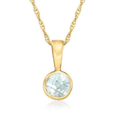 Rs Pure By Ross-simons Aquamarine Pendant Necklace In 14kt Yellow Gold In Blue