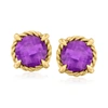 CANARIA FINE JEWELRY CANARIA AMETHYST ROPED EARRINGS IN 10KT YELLOW GOLD