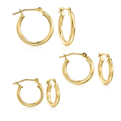 Ross-simons 14kt Yellow Gold Jewelry Set: 3 Pairs Of Hoop Earrings