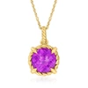 CANARIA FINE JEWELRY CANARIA AMETHYST ROPED-EDGE PENDANT NECKLACE IN 10KT YELLOW GOLD