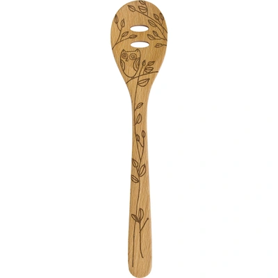 Talisman Designs Laser Etched Beechwood Slotted Spoon, Woodland Collection, Set Of 1 In Brown