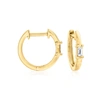 Rs Pure Ross-simons Baguette Diamond-accented Huggie Hoop Earrings In 14kt Yellow Gold In Gold