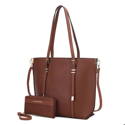 Mkf Collection By Mia K Emery Vegan Leather Women's Tote Bag With Wallet - 2 Pieces In Brown