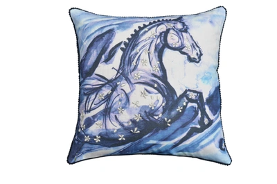 Vibhsa Embroidered Blue Decorative Pillow In Multi