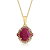 ROSS-SIMONS RUBY AND . BROWN DIAMOND PENDANT NECKLACE IN 14KT YELLOW GOLD