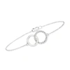 Ross-simons Pave Diamond Double-hoop Bracelet In Sterling Silver In Silver