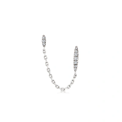Rs Pure By Ross-simons Sterling Silver Double-piercing Chain Single Earring With Diamond Accents